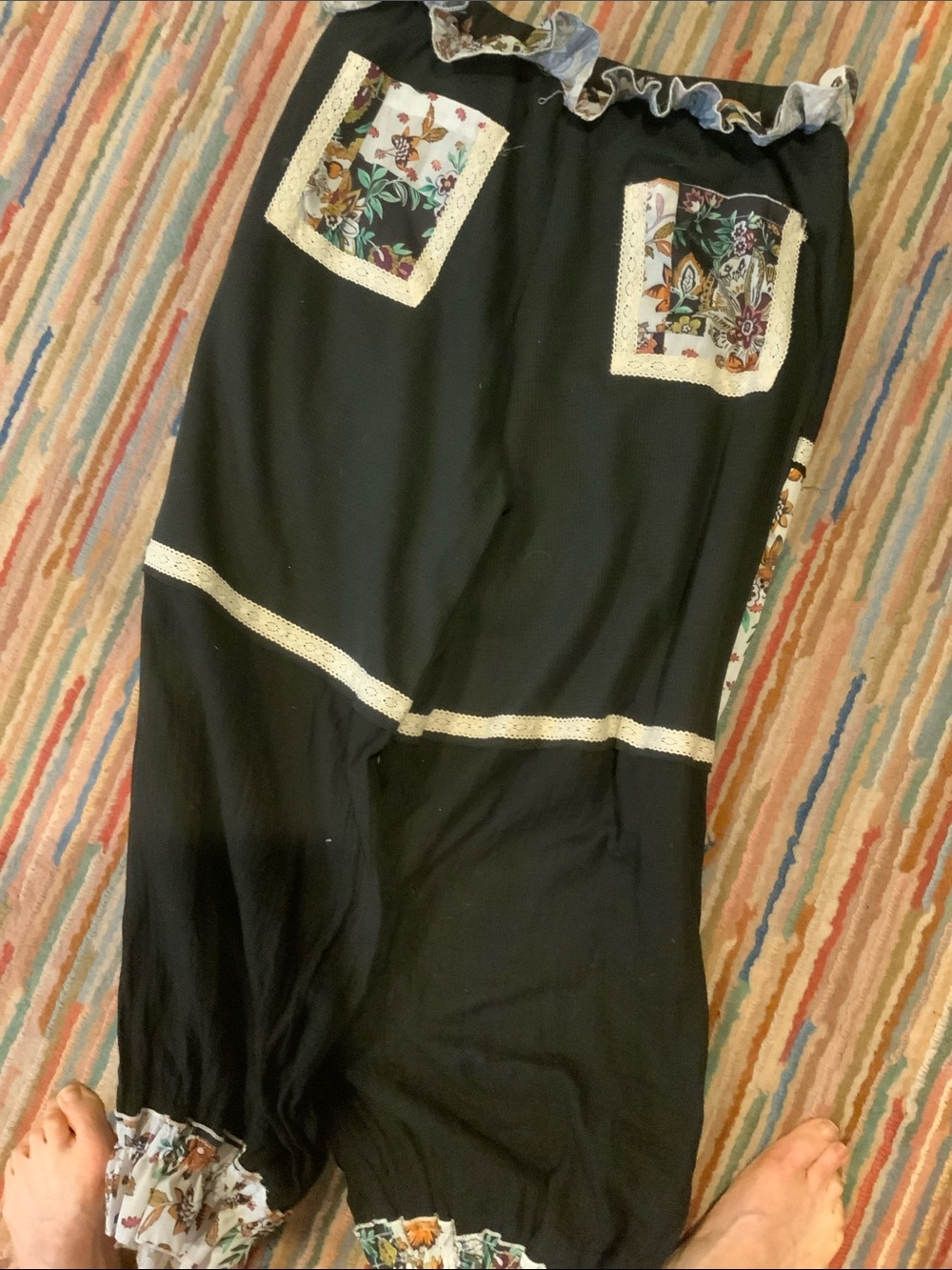 POL Patchwork Ruff Pants Size L Multicolor - Picture 2 of 9